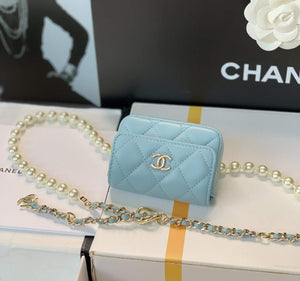 Chanel AP2654 Belt bag lambskin Imitation Pearls gold Light Blue - Default Title - View 6