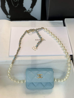 Chanel AP2654 Belt bag lambskin Imitation Pearls gold Light Blue - Default Title - View 7