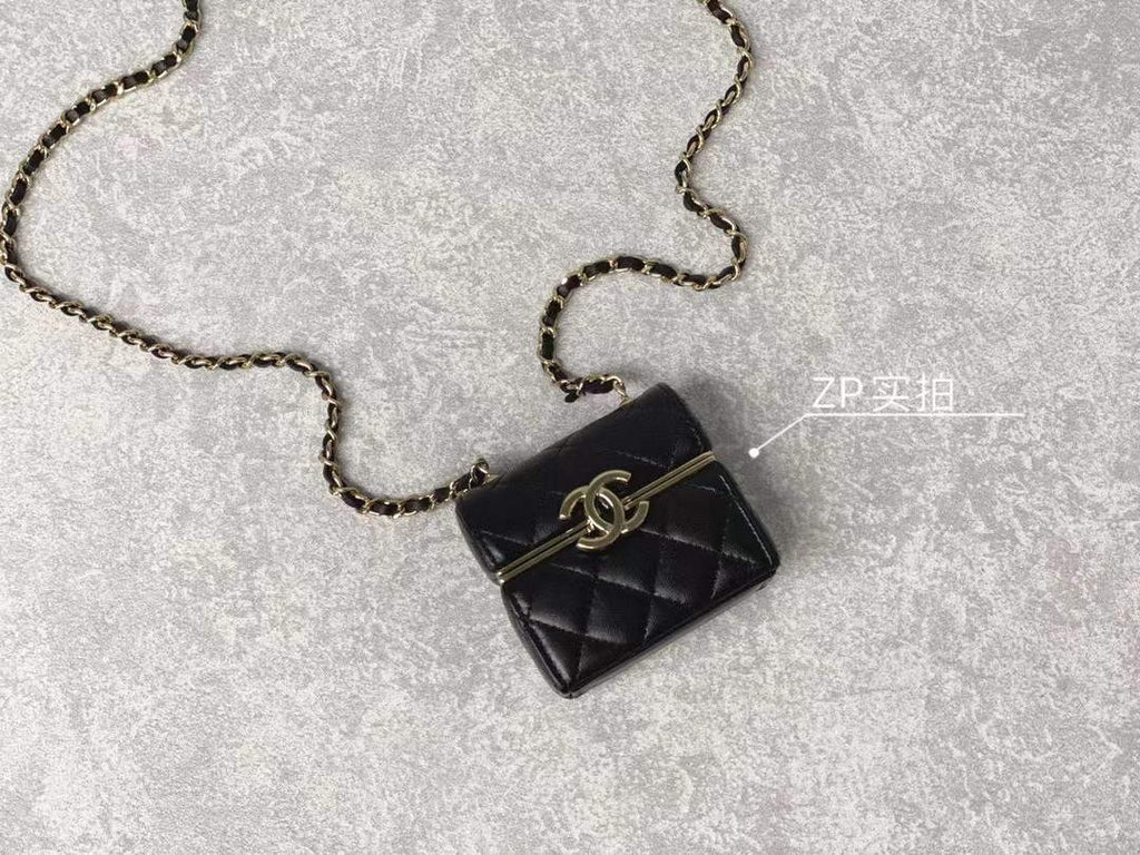 Chanel AP2655 Mini box with chain lambskin Black
