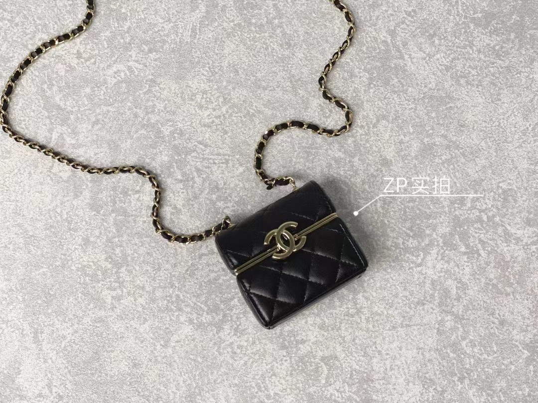 Chanel AP2655 Mini box with chain lambskin Black - Default Title - View 5