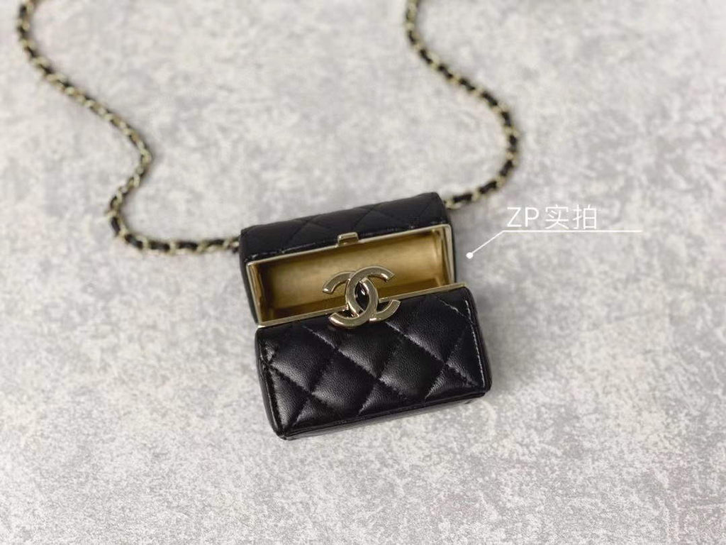 Chanel AP2655 Mini box with chain lambskin Black
