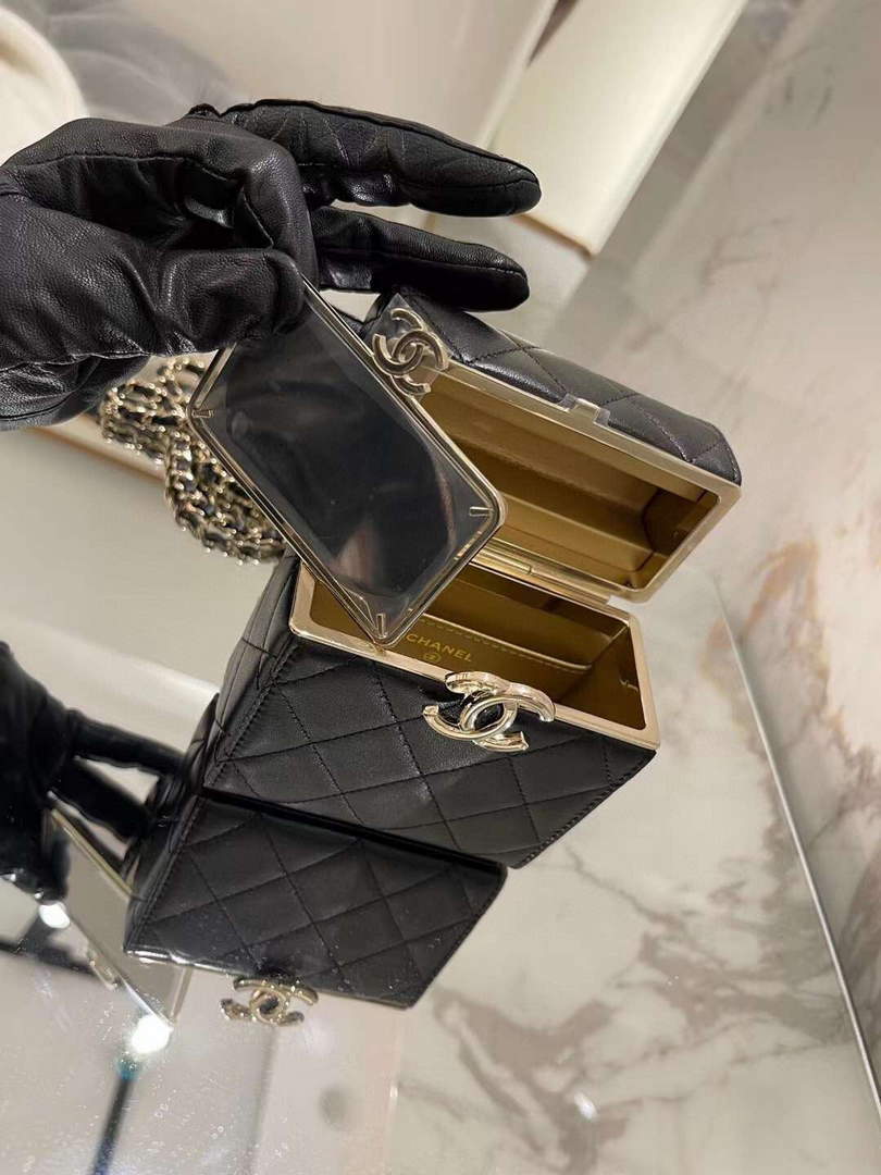 Chanel AP2656 Small box with chain lambskin Black