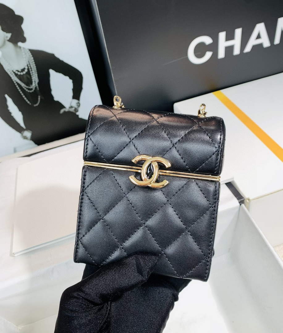 Chanel AP2656 Small box with chain lambskin Black - Default Title - View 12