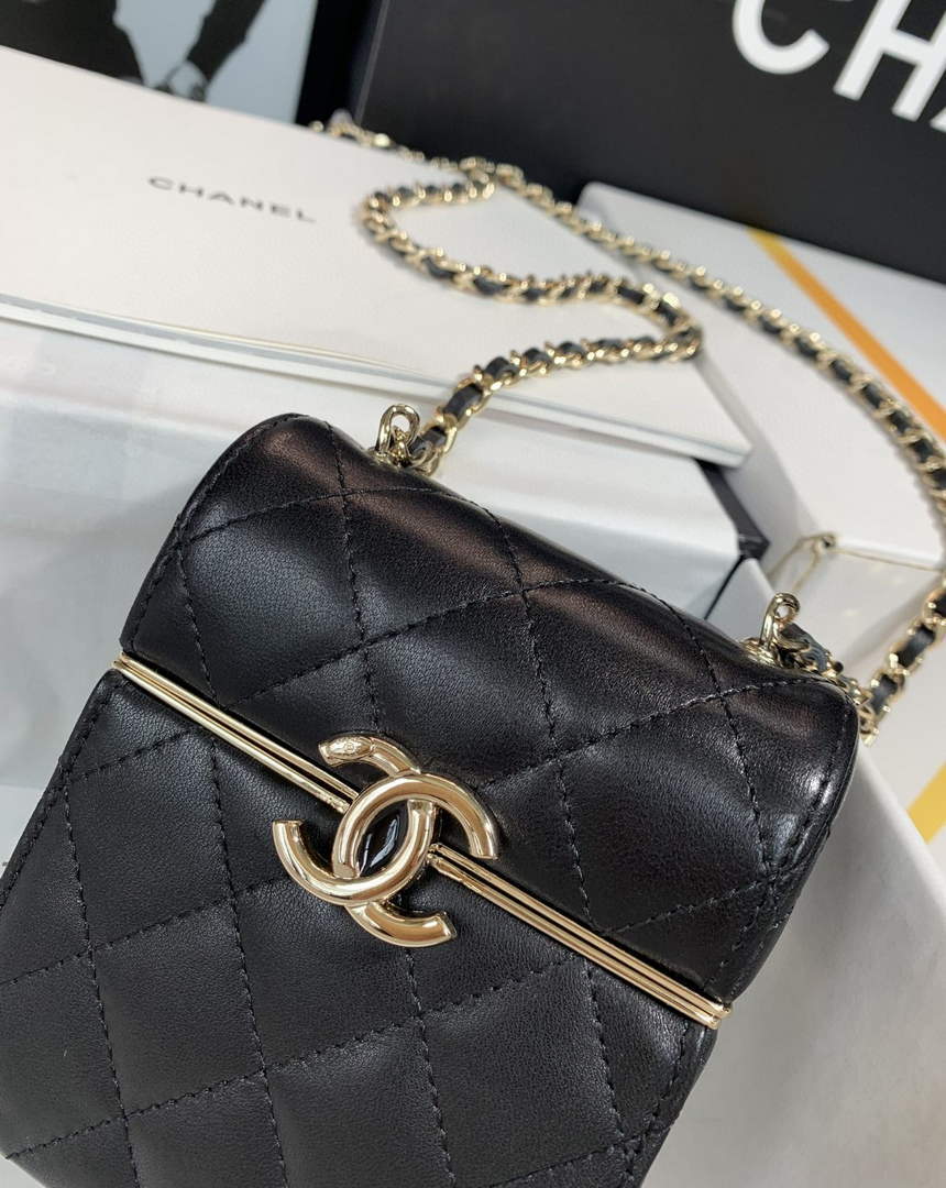 Chanel AP2656 Small box with chain lambskin Black