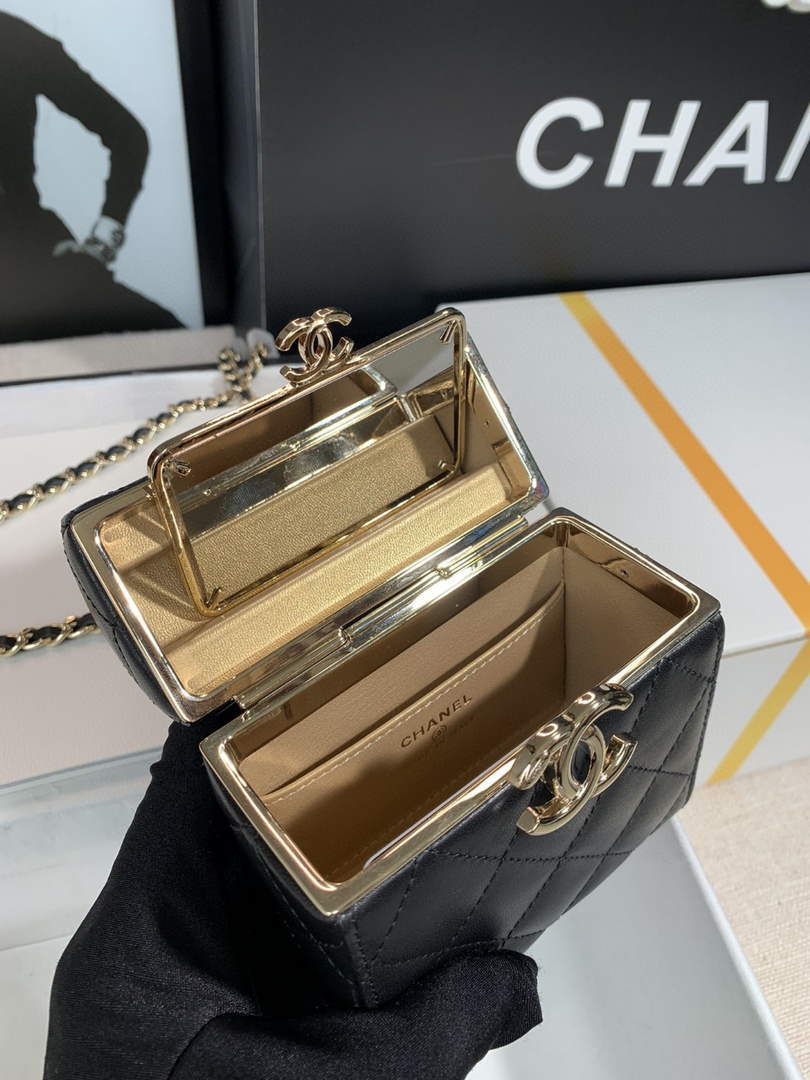 Chanel AP2656 Small box with chain lambskin Black