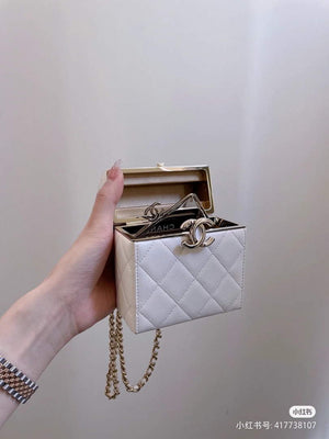 Chanel AP2656 Small box with chain lambskin White - Default Title - View 3