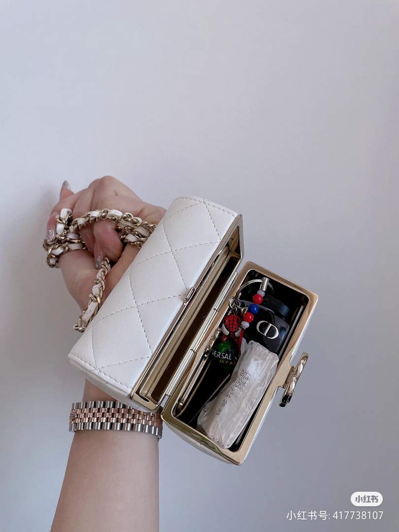 Chanel AP2656 Small box with chain lambskin White