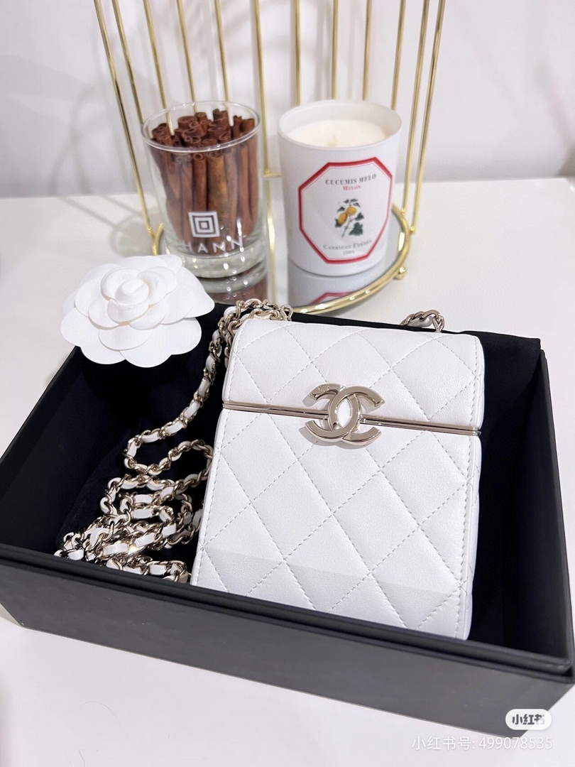 Chanel AP2656 Small box with chain lambskin White - Default Title - View 9