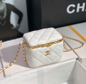 Chanel AP2717 Small Vanity With Chain Lambskin Gold White - Default Title - View 2