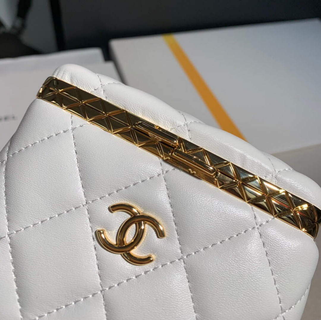 Chanel AP2717 Small Vanity With Chain Lambskin Gold White - Default Title - View 5