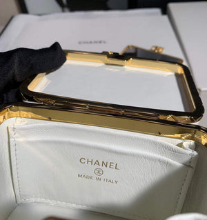 Chanel AP2717 Small Vanity With Chain Lambskin Gold White - Default Title - View 9