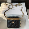 Chanel AP2717 Small Vanity With Chain Lambskin Gold Black - Default Title - View 1