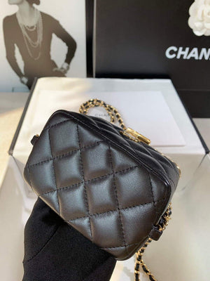 Chanel AP2717 Small Vanity With Chain Lambskin Gold Black - Default Title - View 7