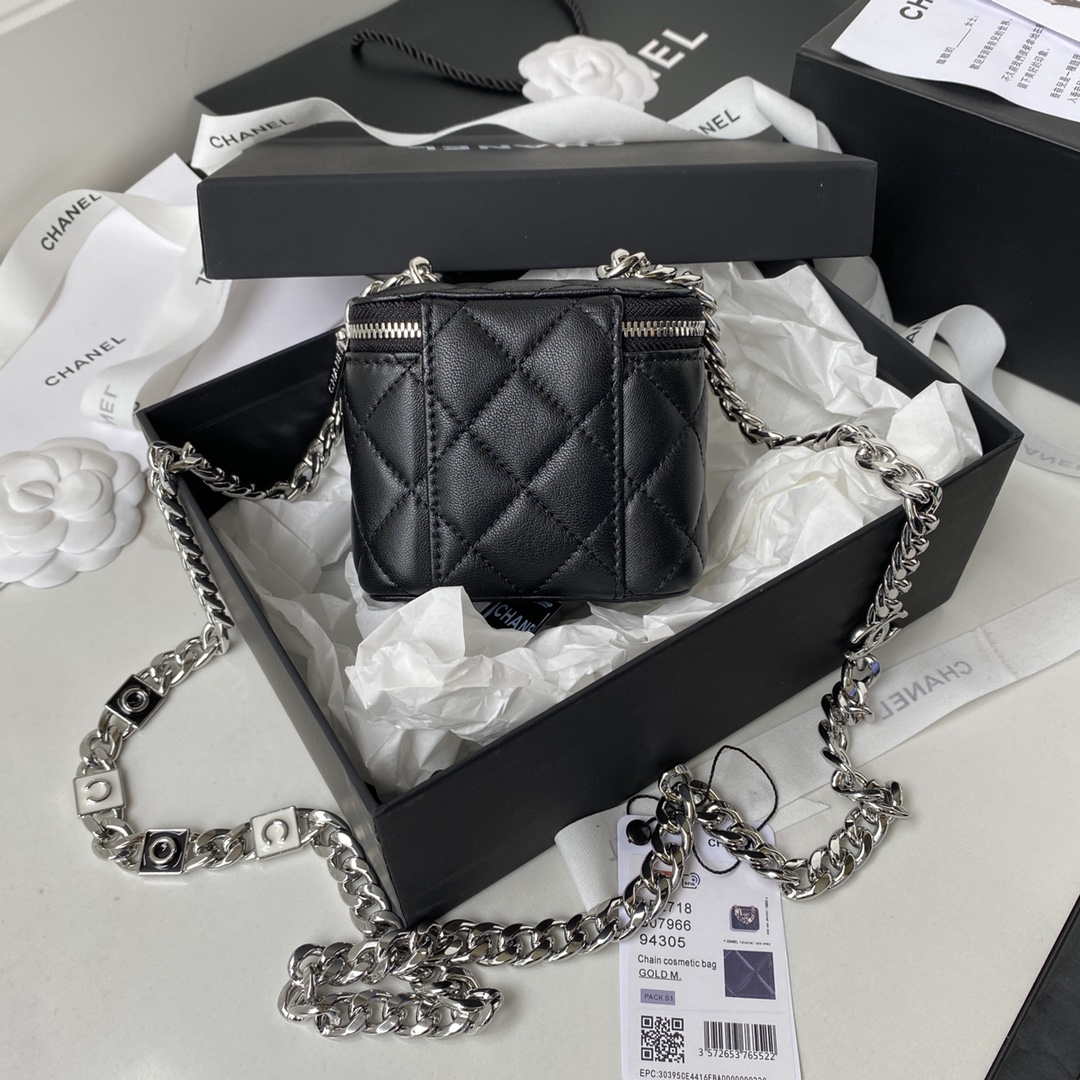 Chanel AP2718 Small Vanity With Chain Black Lambskin