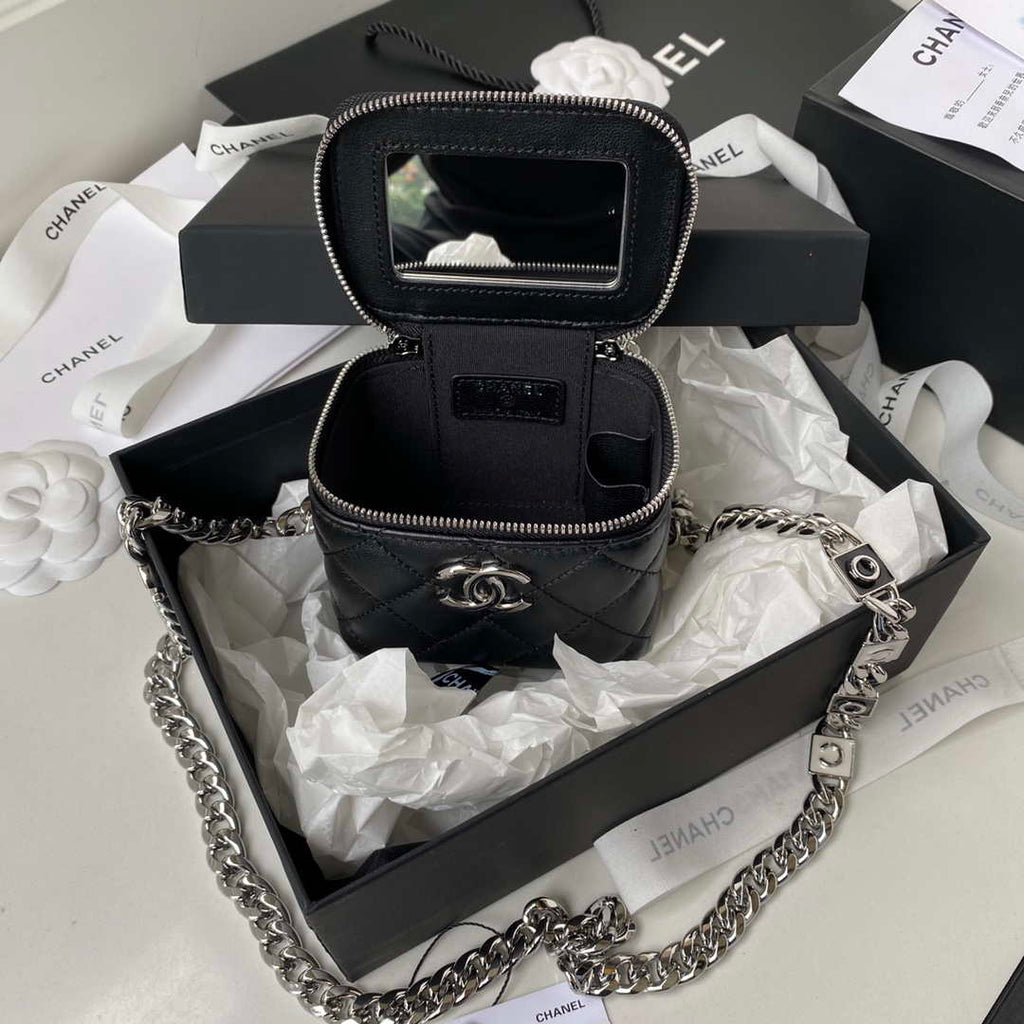 Chanel AP2718 Small Vanity With Chain Black Lambskin