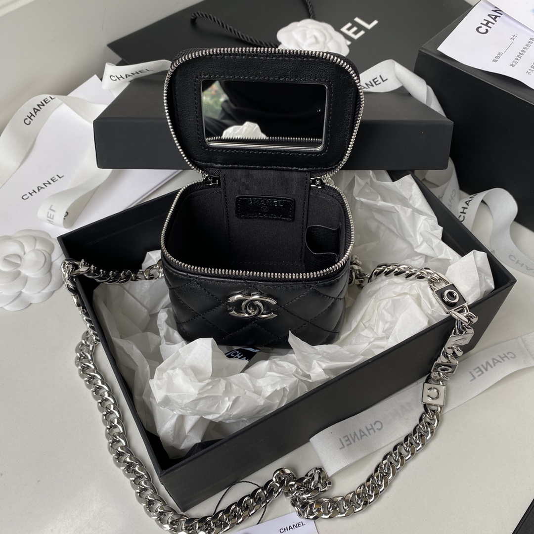 Chanel AP2718 Small Vanity With Chain Black Lambskin