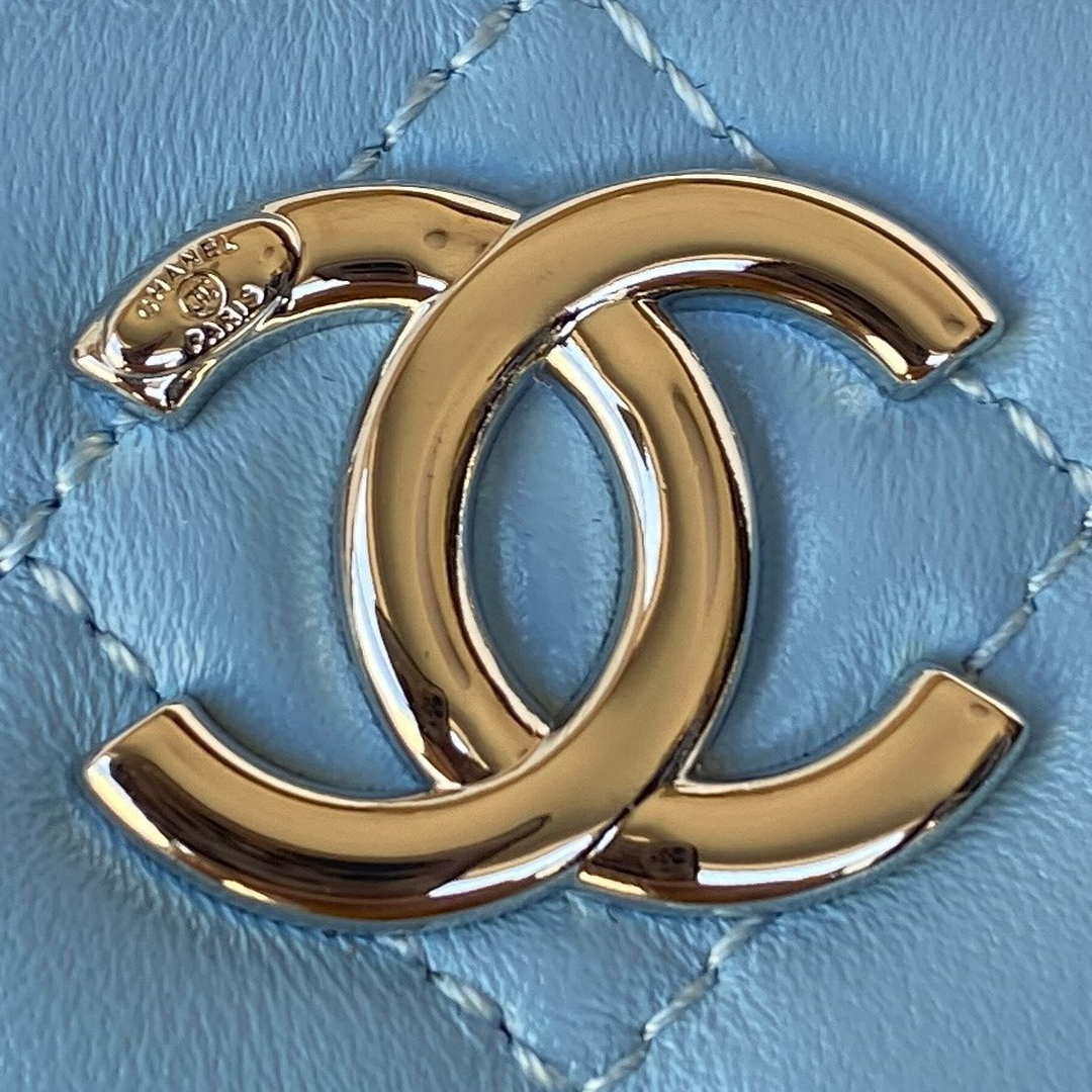 Chanel AP2718 Small Vanity With Chain Blue Lambskin