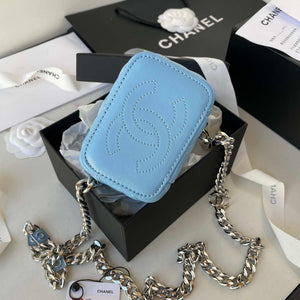 Chanel AP2718 Small Vanity With Chain Blue Lambskin - Default Title - View 6