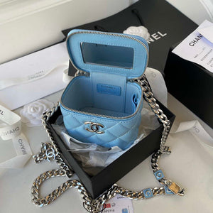 Chanel AP2718 Small Vanity With Chain Blue Lambskin - Default Title - View 8
