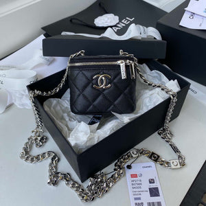 Chanel AP2718 Small Vanity With Chain Calfskin Black - Default Title - View 1