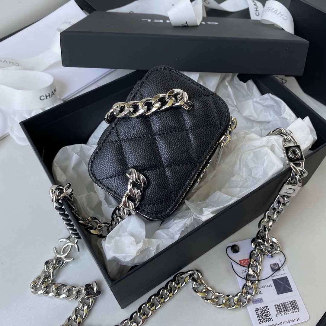 Chanel AP2718 Small Vanity With Chain Calfskin Black - Default Title - View 6