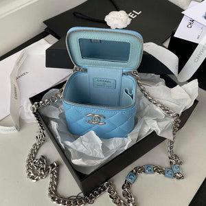 Chanel AP2718 Small Vanity With Chain Calfskin Blue - Default Title - View 8