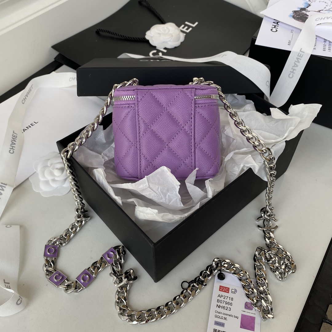Chanel AP2718 Small Vanity With Chain Calfskin Purple - Default Title - View 2