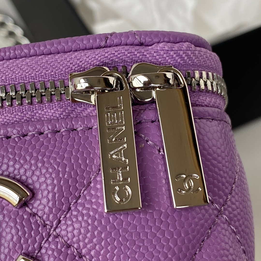 Chanel AP2718 Small Vanity With Chain Calfskin Purple - Default Title - View 4