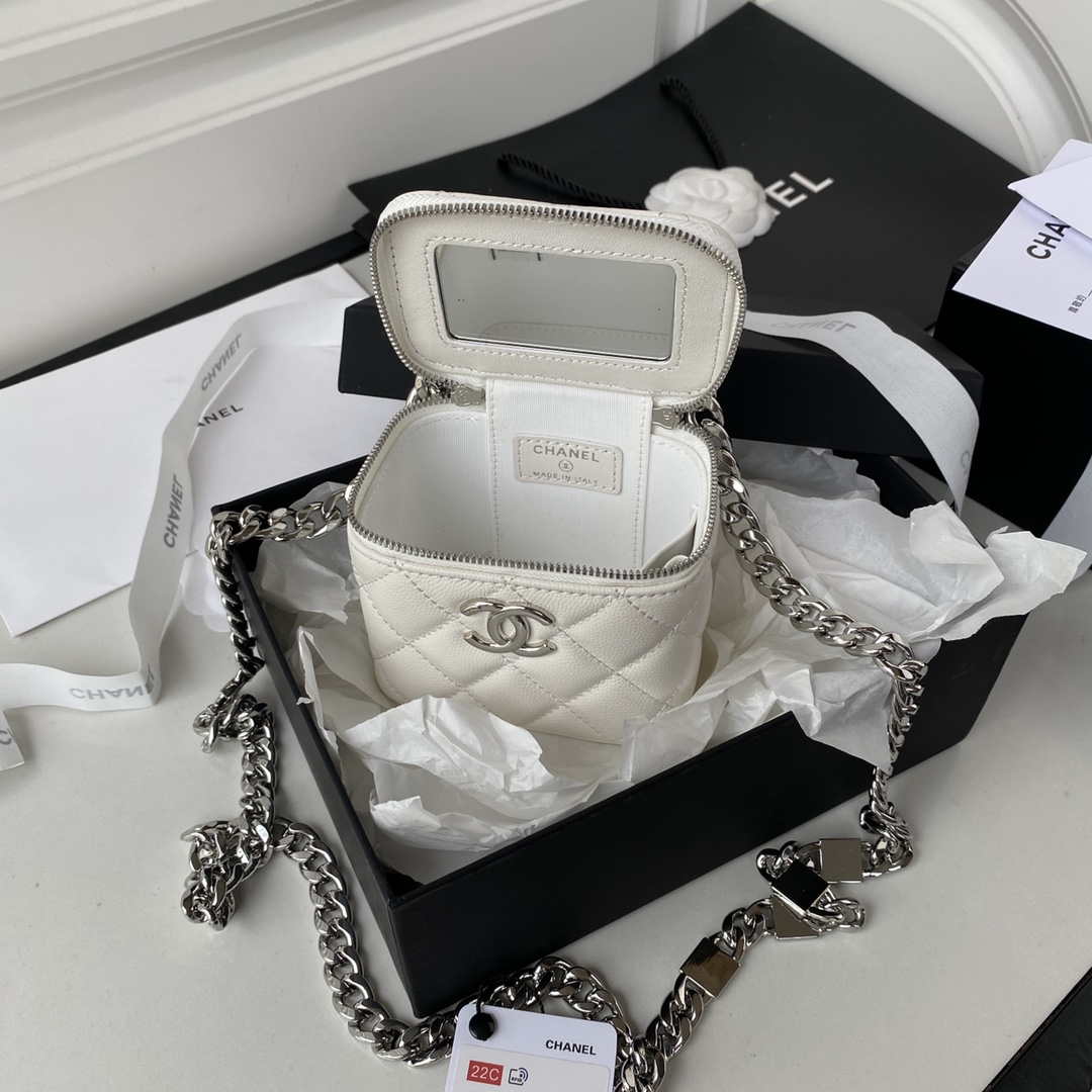 Chanel AP2718 Small Vanity With Chain Calfskin White - Default Title - View 7