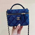 Chanel AP2718 Small Vanity With Chain Denim Blue - Default Title - View 1