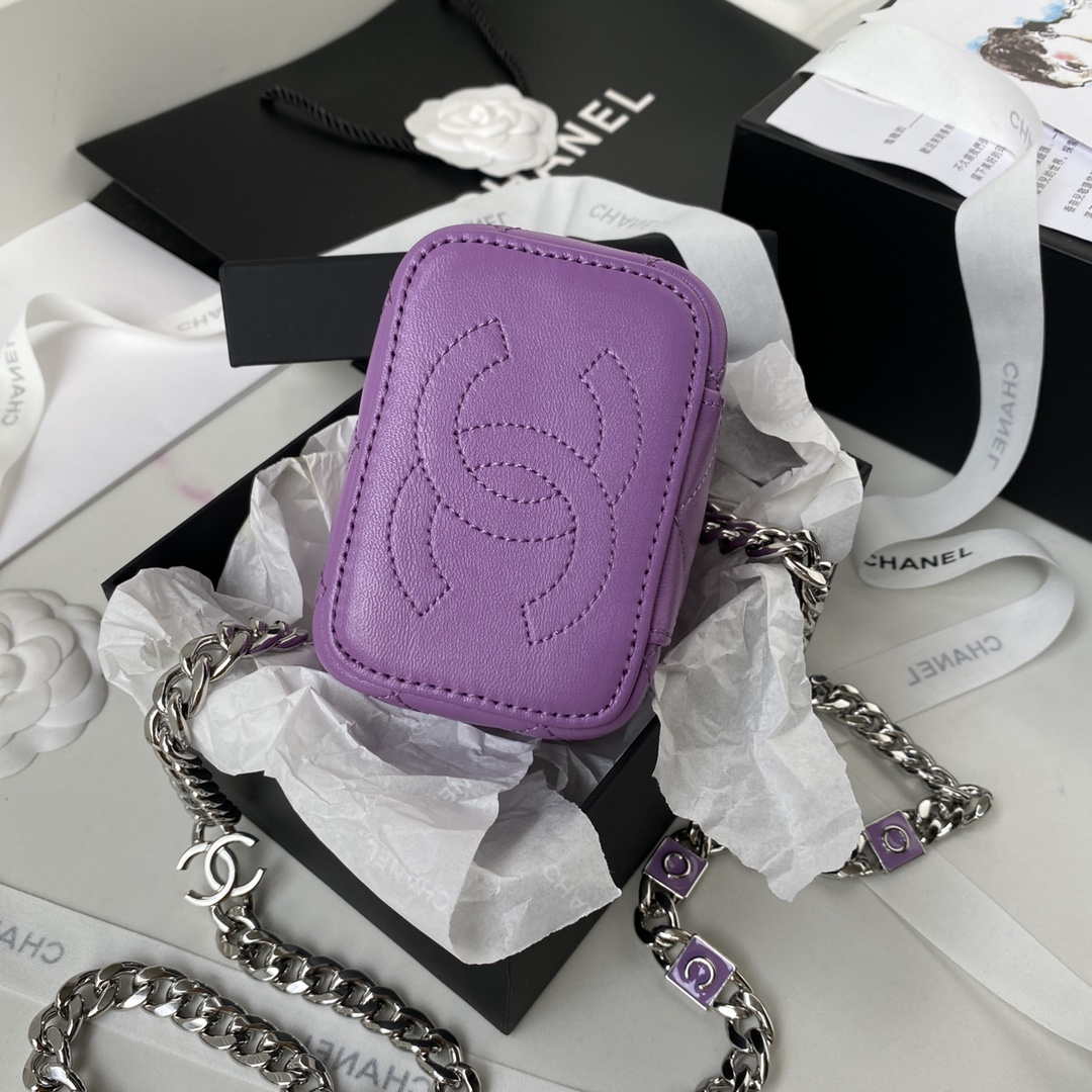 Chanel AP2718 Small Vanity With Chain Purple Lambskin - Default Title - View 5