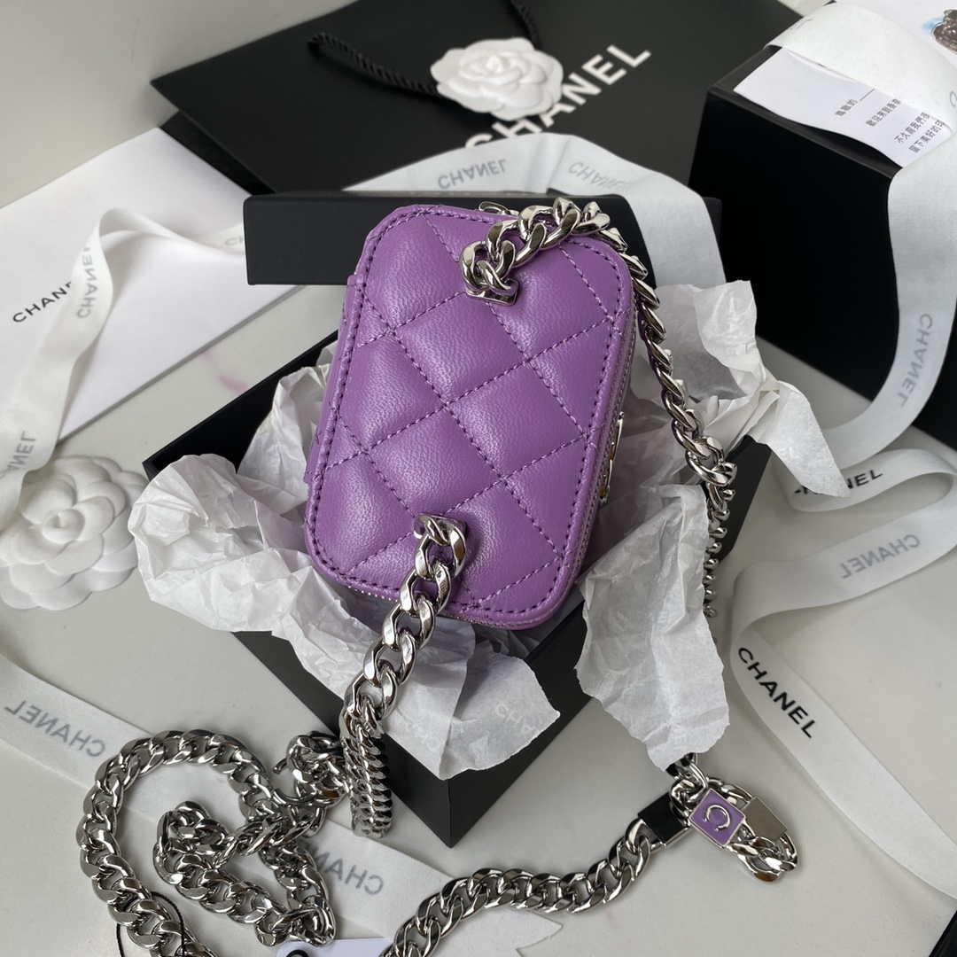 Chanel AP2718 Small Vanity With Chain Purple Lambskin - Default Title - View 6