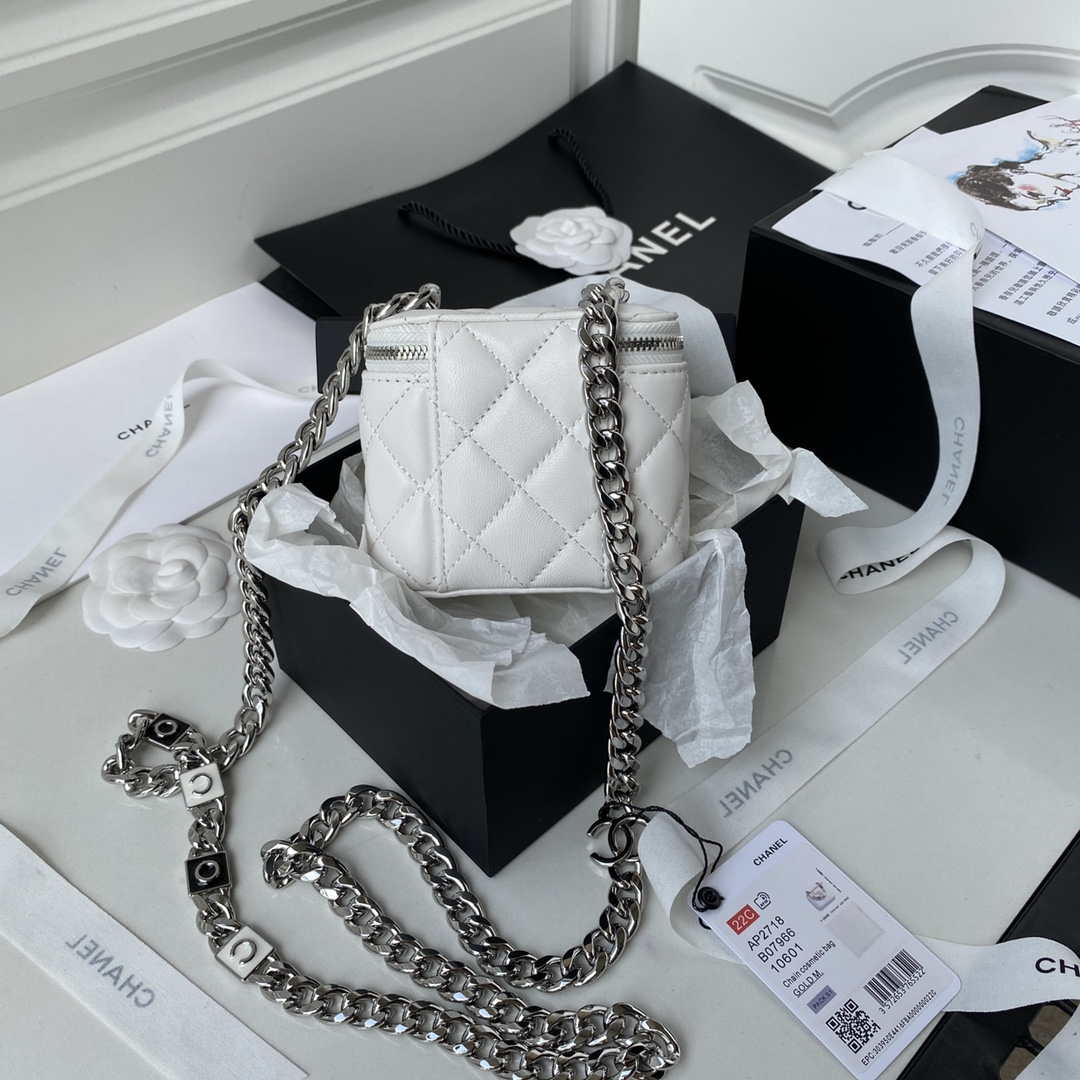 Chanel AP2718 Small Vanity With Chain White Lambskin