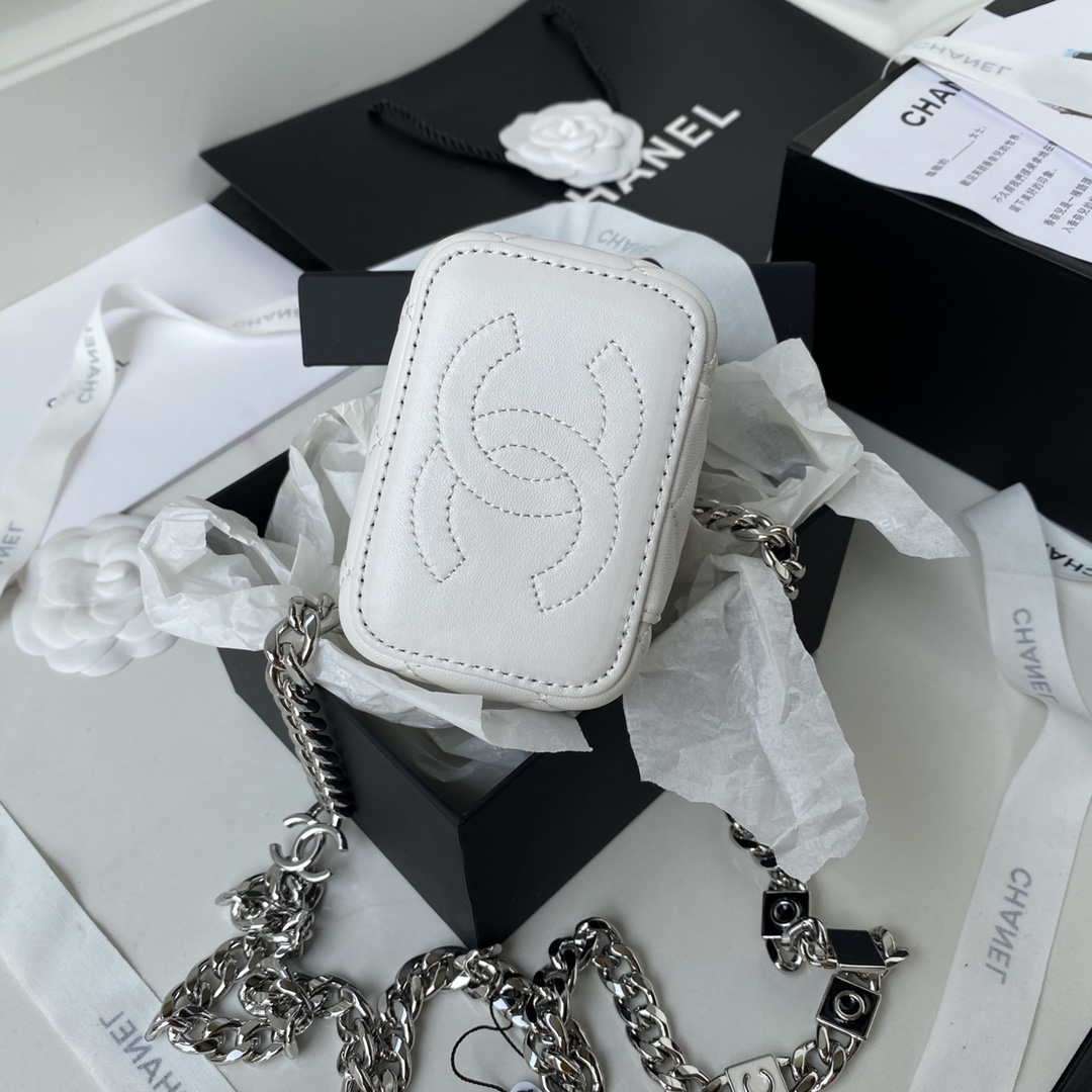 Chanel AP2718 Small Vanity With Chain White Lambskin
