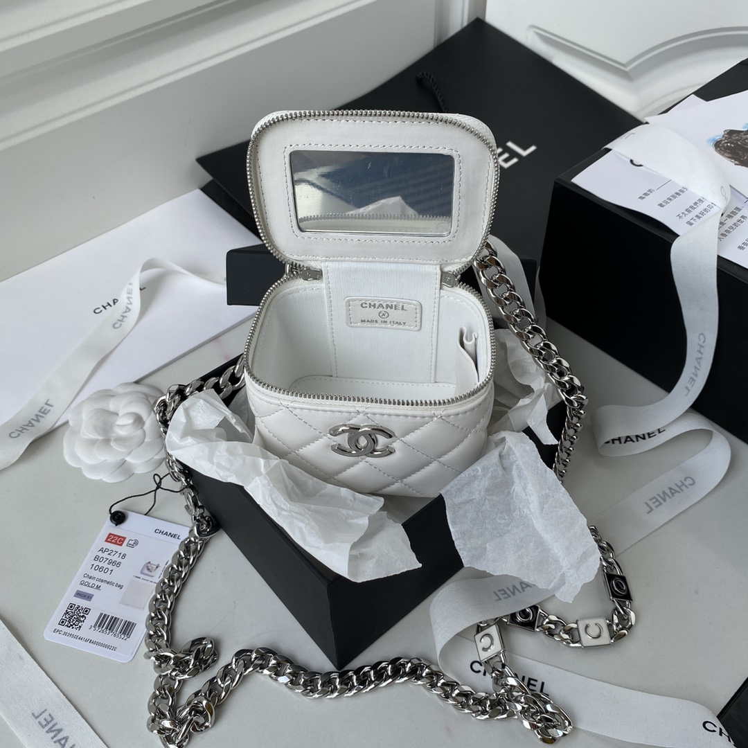 Chanel AP2718 Small Vanity With Chain White Lambskin - Default Title - View 8