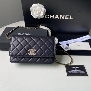Chanel Classic Wallet on Chain Grained Shiny AP2734 black - Default Title - View 1