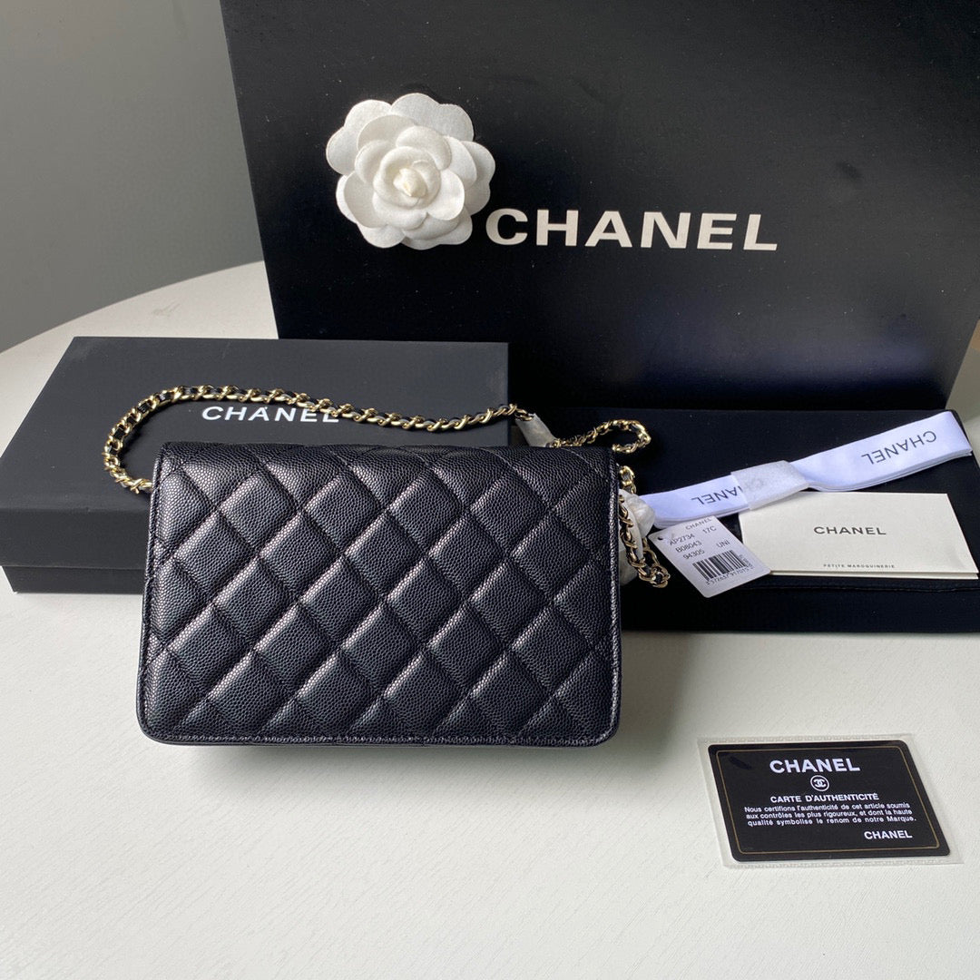 Chanel Classic Wallet on Chain Grained Shiny AP2734 black - Default Title - View 2