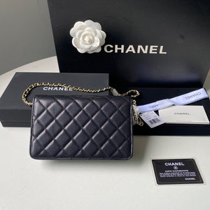 Chanel Classic Wallet on Chain Grained Shiny AP2734 black - Default Title - View 2