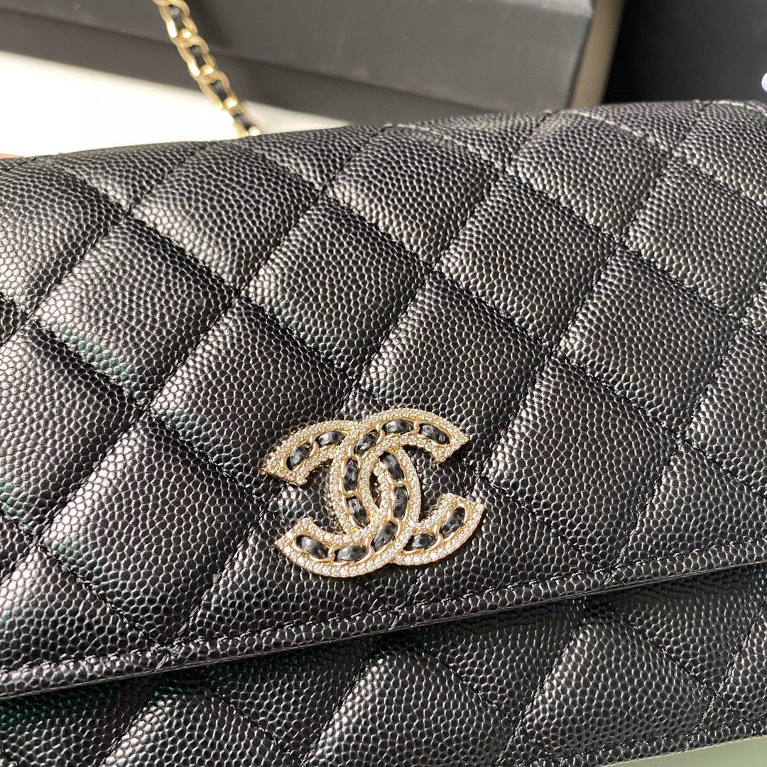Chanel Classic Wallet on Chain Grained Shiny AP2734 black - Default Title - View 5