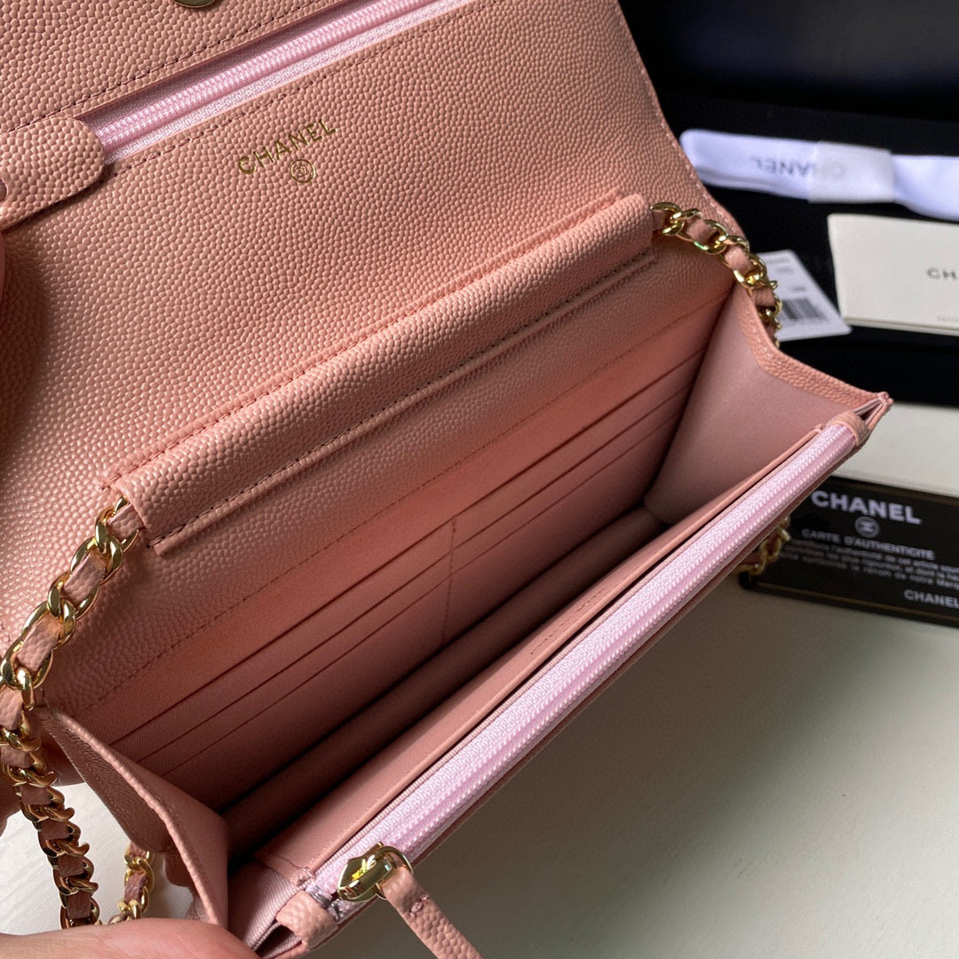 Chanel Classic Wallet on Chain Grained Shiny AP2742 Pink - Default Title - View 8