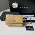 Chanel Classic Wallet on Chain Grained Shiny AP2742 Apricot