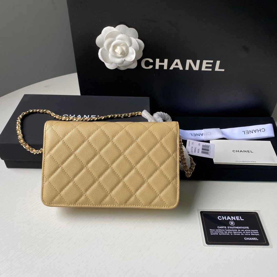 Chanel Classic Wallet on Chain Grained Shiny AP2742 Apricot - Default Title - View 2