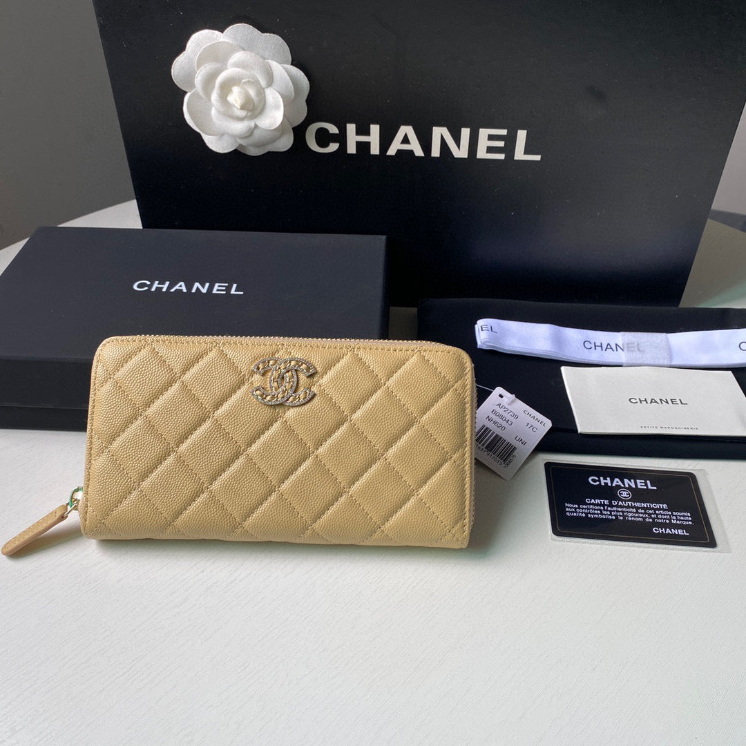 Chanel Flap Wallet Grained shiny calfskin AP2739 apricot - Default Title - View 1