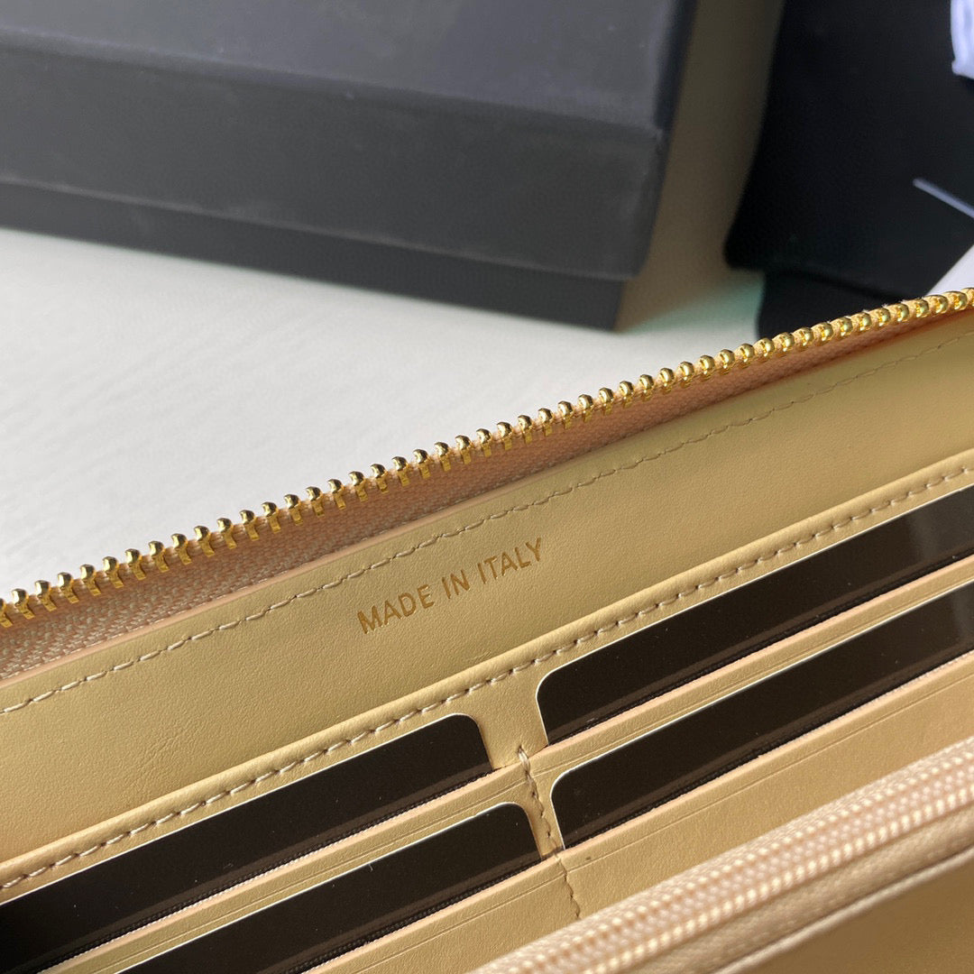 Chanel Flap Wallet Grained shiny calfskin AP2739 apricot