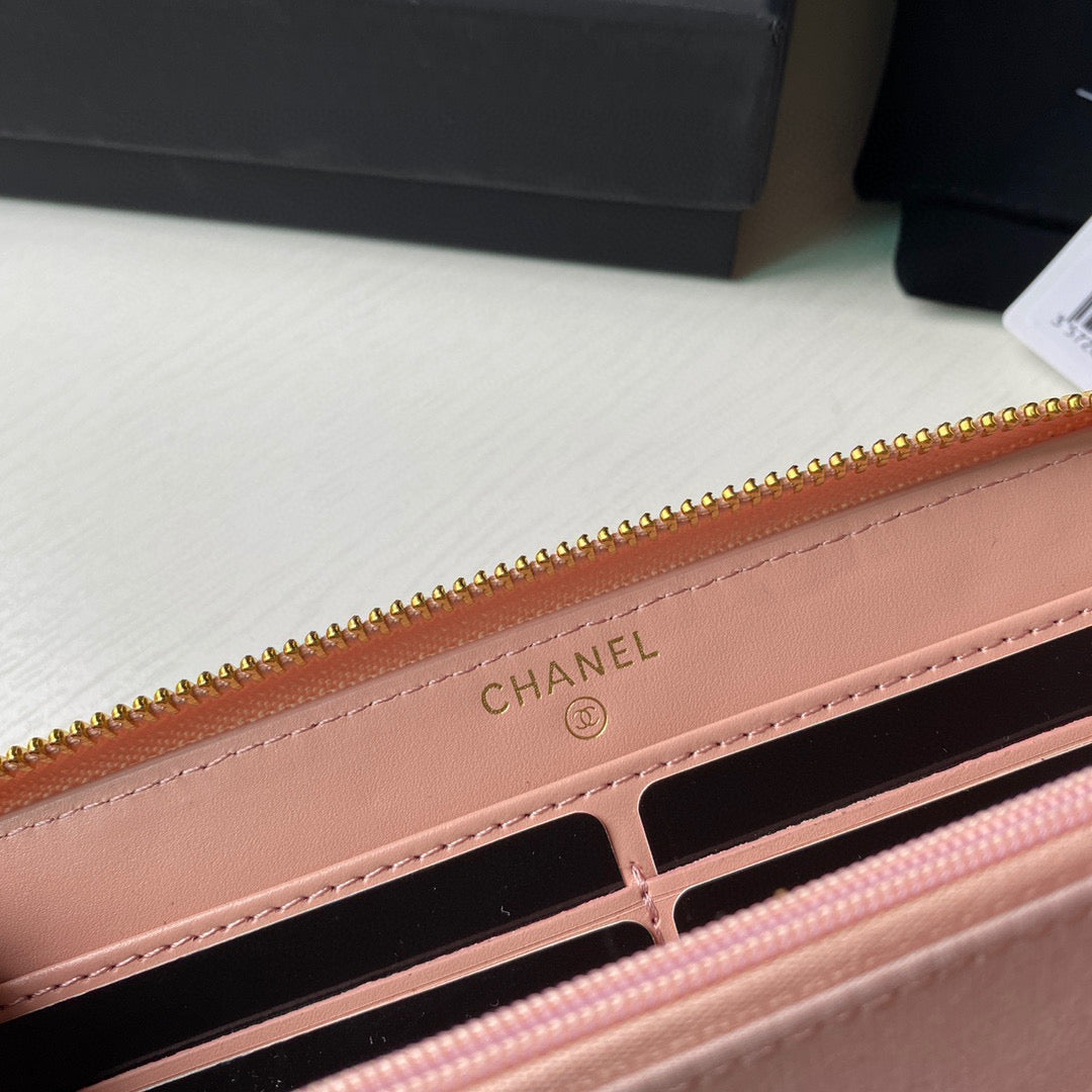 Chanel Flap Wallet Grained shiny calfskin AP2739 pink