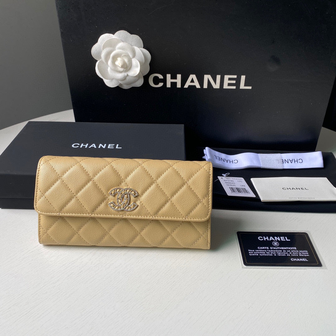 Chanel Long Flap Wallet Grained shiny calfskin AP2740 apricot - Default Title - View 1
