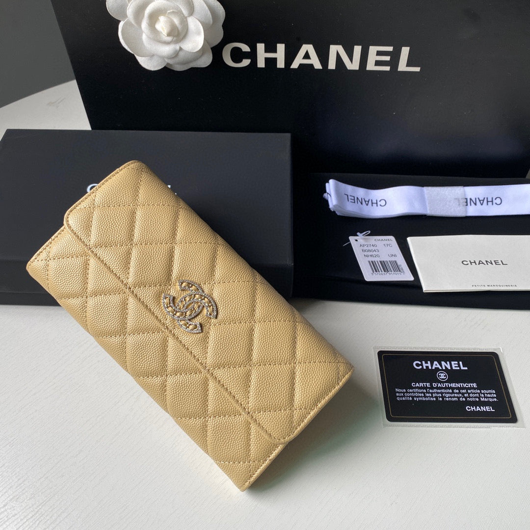Chanel Long Flap Wallet Grained shiny calfskin AP2740 apricot - Default Title - View 3