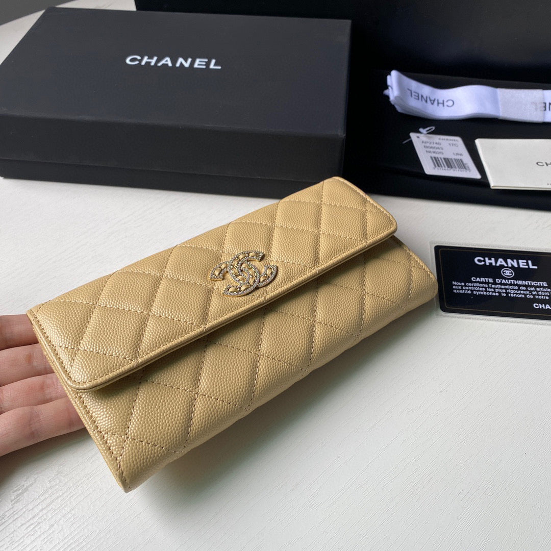 Chanel Long Flap Wallet Grained shiny calfskin AP2740 apricot - Default Title - View 5