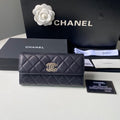 Chanel Long Flap Wallet Grained shiny calfskin AP2740 Black
