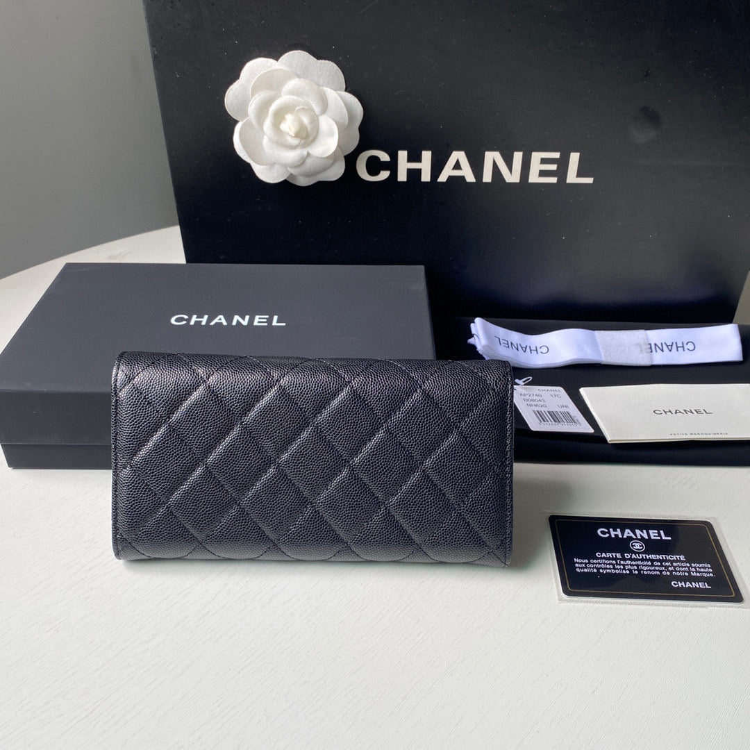 Chanel Long Flap Wallet Grained shiny calfskin AP2740 Black - Default Title - View 2